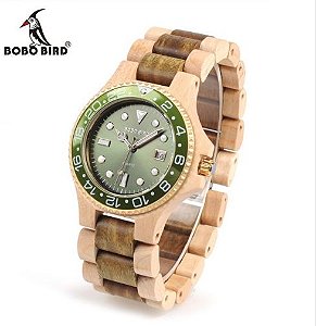 Relógio Bobo Bird - Bambu Madeira com espumante Modelo Luxo C25 Calendário