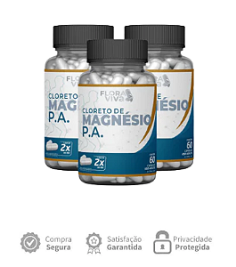01  POTE de Cloreto de Magnésio P.A. - 60 Cápsulas - Flora Viva