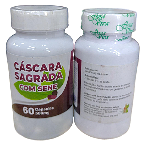 01 POTE  de CÁSCARA Sagrada + SENE – 500mg. com 60 Cápsulas - Flora Viva