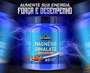 01 POTE de DIMALATO de Magnésio com CÚRCUMA com 60 cápsulas