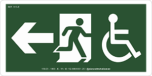 Placa Saída De Emergência Cadeirante Seta Esquerda Fotoluminescente S15-E