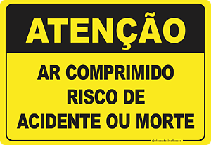 Placa Atenção Ar Comprimido Risco De Acidente Ou Morte