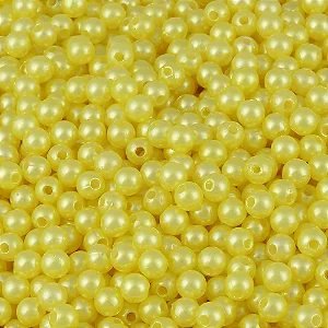 Perola ABS Com Furo Cor Amarelo