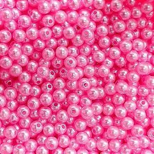 Perola ABS Com Furo Cor Rosa Chiclete