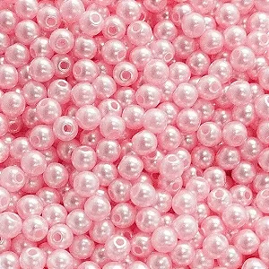 Perola ABS Com Furo Cor Rosa Candy