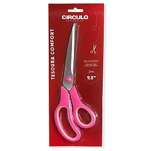 Tesoura Comfort  9,5 Com 24,1 cm Circulo Cor Rosa