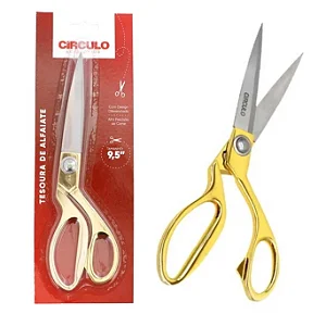 Tesoura De Alfaiate 9,5 Com 23,8 cm Circulo Cor Dourado
