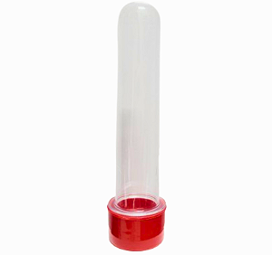 Tubete Acrílico Transparente 12cm Tampa Cor- Vermelho