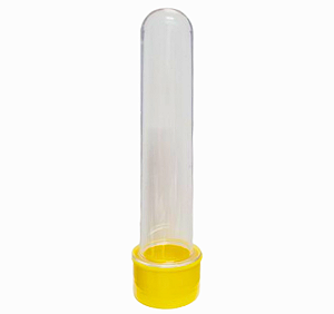 Tubete Acrílico Transparente 12cm Tampa Cor-Amarelo