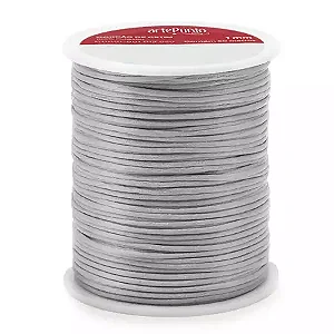 Cordão de Cetim CD001-1mm Cor-065-Prata C/50mts