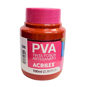 Tinta PVA Fosca Artesanato 100ml Cor-508-Vermelho Escarlate