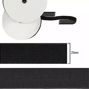 Velcro Adesivo 25mm x 25m - Cor-Preto - Ref.RO.150061
