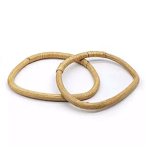 Alça De Bolsa Rattan 14cm x 11,5cm - 2 unidades - Cor-Cru - RO.153619