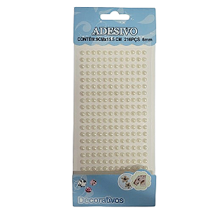 Cartela Adesiva Pérola  216 Pçs 6mm