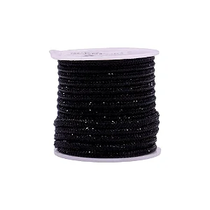 Tubo Strass 03 Cor Preto Rolo Com 10Metros