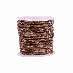 Tubo Strass 03 Cor Ouro Rolo Com 10Metros