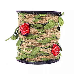 Cordão de Juta com Rococó 7mm Ref- RO.122018 Cor-Vermelho 10mt