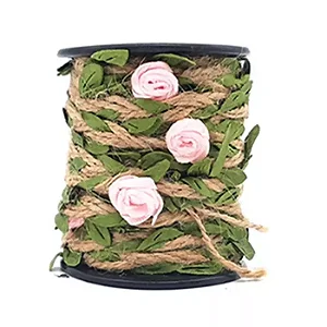 Cordão de Juta com Rococó 7mm Ref- RO.122018 Cor-Rosa Bebê 10mt