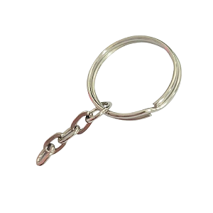 Argola para Chaveiro com Corrente 25mm Cor Niquel com 10 Unid