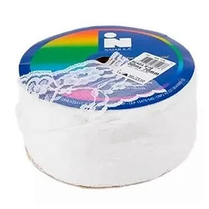 Renda de Nylon nº 70 70mm Rolo C/50mts Cor-0001-Branco