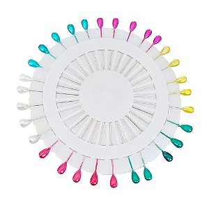 Alfinete Disco Grande de Cabeça Colorida 5,5 cm Plástico 1 Disco c/30unid.