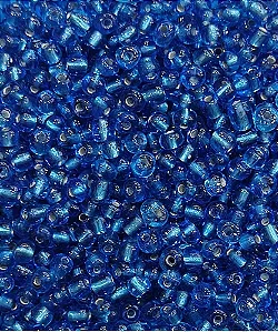 Miçanga Transparente de Vidro Segunda Linha 100g Cor Azul Claro