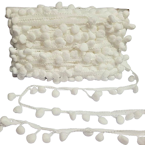 Fita Pompom 30mm - Com 25 Metros -Cor 101-Branco