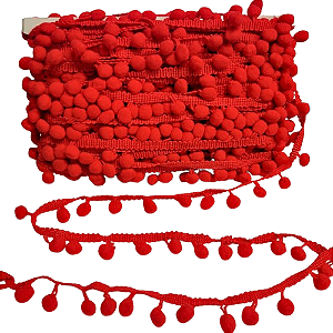 Fita Pompom 30mm - Com 25 Metros -Cor 145-Vermelho