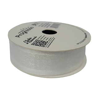 Fita de Voal com Ourela Acetinada  ZC 005 Progresso 22mm Cor -201- Branco