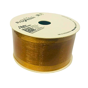 Fita de Voal com Ourela Acetinada  ZC 009 Progresso 38mm Cor -1353 - Dourado