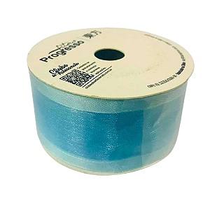 Fita de Voal com Ourela Acetinada  ZC 009 Progresso 38mm Cor -212-Azul Claro