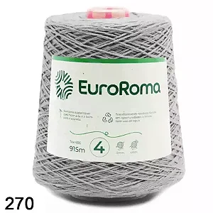 Barbante EuroRoma Cor-270-Cinza n°4 - 600g