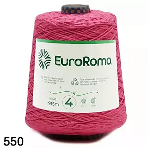 Barbante EuroRoma Cor-550-Pink n°4 - 600g