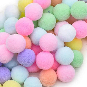 Pompom Solto 14mm-Cor-Pasteis Com 100 unidades