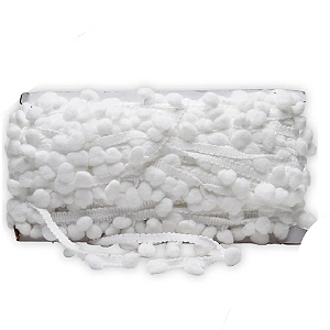 Fita Pompom 20mm - Com 25 Metros -Cor 101-Branco