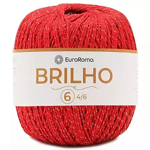 Barbante EuroRoma Brilho Ouro n°6 400g Cor - 1000- Vermelho
