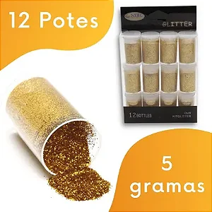 KitGlitter Ouro - Kit C/ 12 Potes 5g Cada