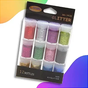 KitGlitter Variados - Kit C/ 12 Potes 5g Cada