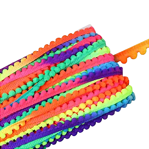 Fita Pompom 10mm - Com 25 Metros -Cor Multicolor