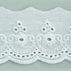 Bordado Inglês Algodão Arte Punto 5cm Cor 001-Branco Ref. BA008