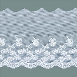 Bordado em Tule 8,0cm Ref. BT008 Cor 001 Branco - Peça c/ 13,70 mt