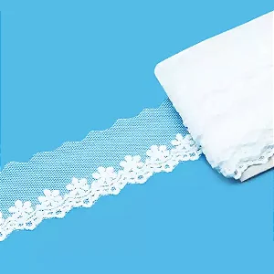 Bordado Inglês Arte Punto Tule BT017 3,0cm 001- Branco 13,7mts