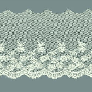 Bordado em Tule 8,0cm Ref. BT008 Cor 081-Off White - Peça c/ 13,70 mt