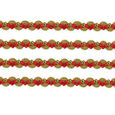 Galão Passamanaria Ref:Galao-05 Cor-145 Vermelho/Dourado 12mm Com 20mt