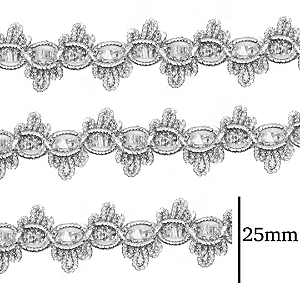 Galão Passamanaria Ref:Galao-62 Cor-Prata 25mm Com 20mt