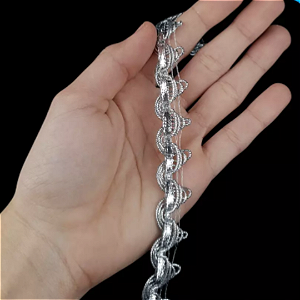 Galão Passamanaria Ref:Galao-23 Cor-Prata 15mm Com 20mt