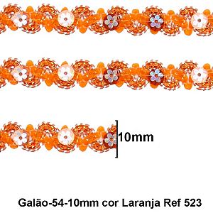 Galão Passamanaria Ref:Galao-54 Cor-523-Laranja 10mm Com 20mt