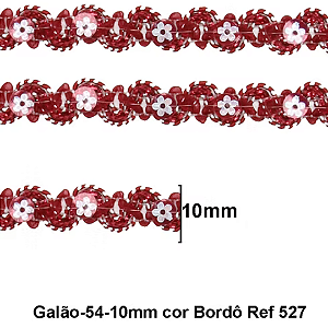 Galão Passamanaria Ref:Galao-54 Cor-527-Bordô 10mm Com 20mt