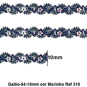Galão Passamanaria Ref:Galao-54 Cor-318-Marinho 10mm Com 20mt