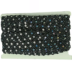 Galão Passamanaria Ref:Galao-54 Cor-310-Preto 10mm Com 20mt